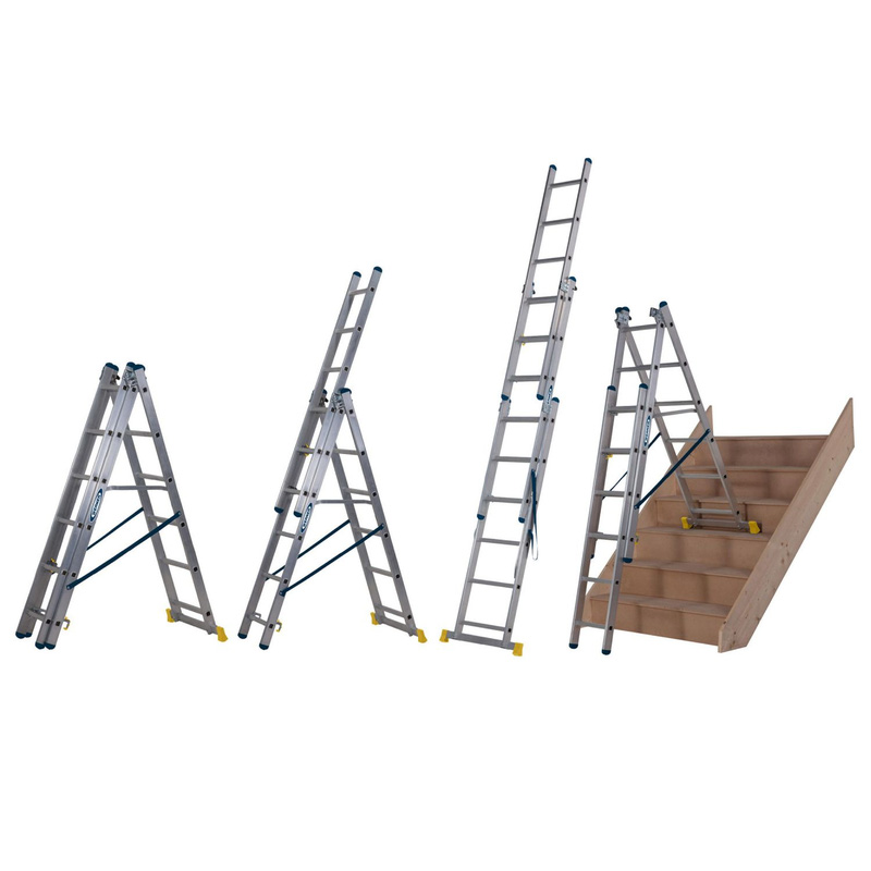 Werner 4‑in‑1 combination ladder – extension, step, stairwell, freestanding