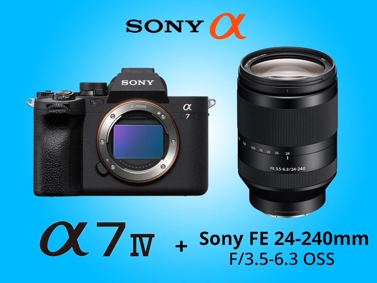 Sony alpha a7iv a74 mirroless camera + 24-240mm oss zoom lens kit