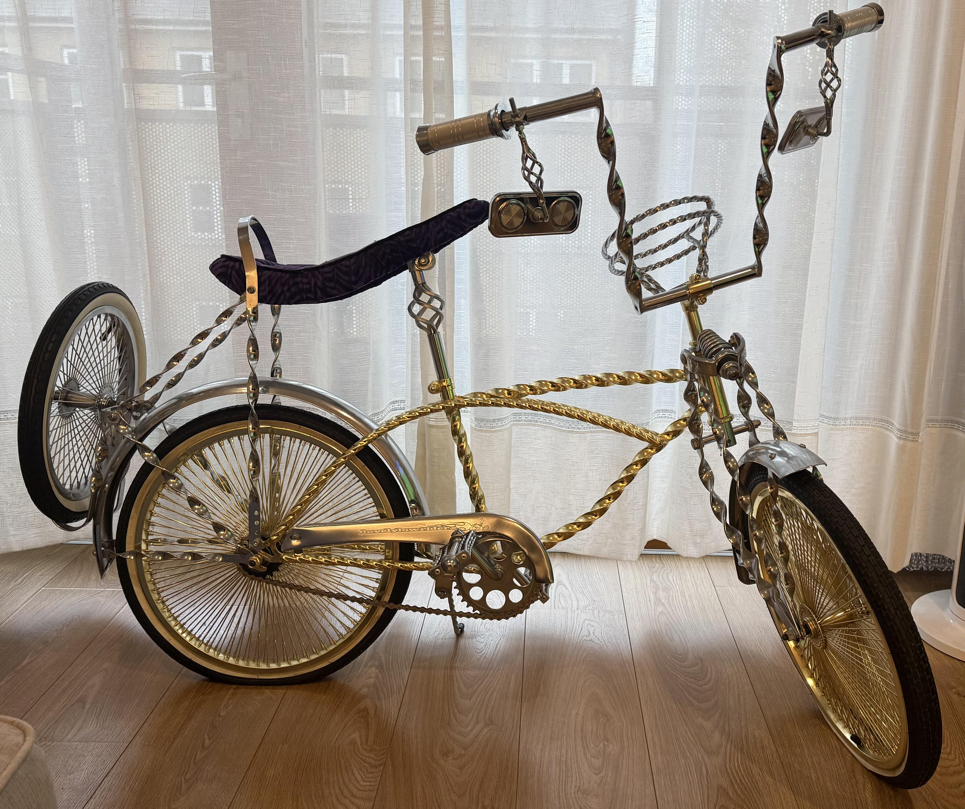 Rent Rare Custom Gold Chrome Lowrider Bike from Hugo B, Bromley