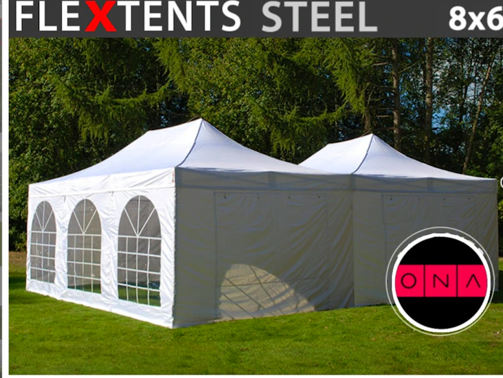 Snabbtält 8×6 vattentätt snabbtält/ partitält 8x6 m – bröllop, student, event!