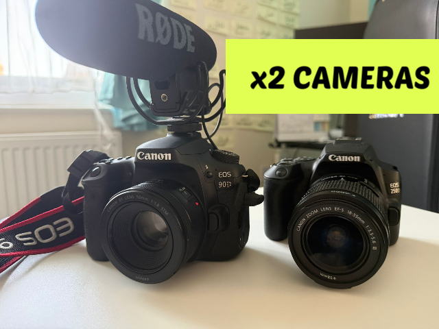 Canon eos90d & canon eos250d + rode mic & 3 lens full kit set  (full details in description) [camera crew kit] 