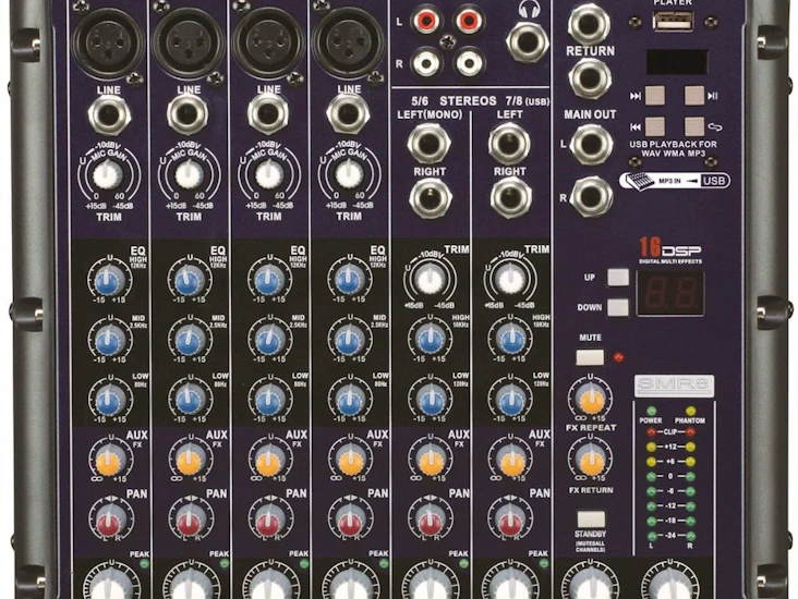Mixer 8 kanaler med usb inngang