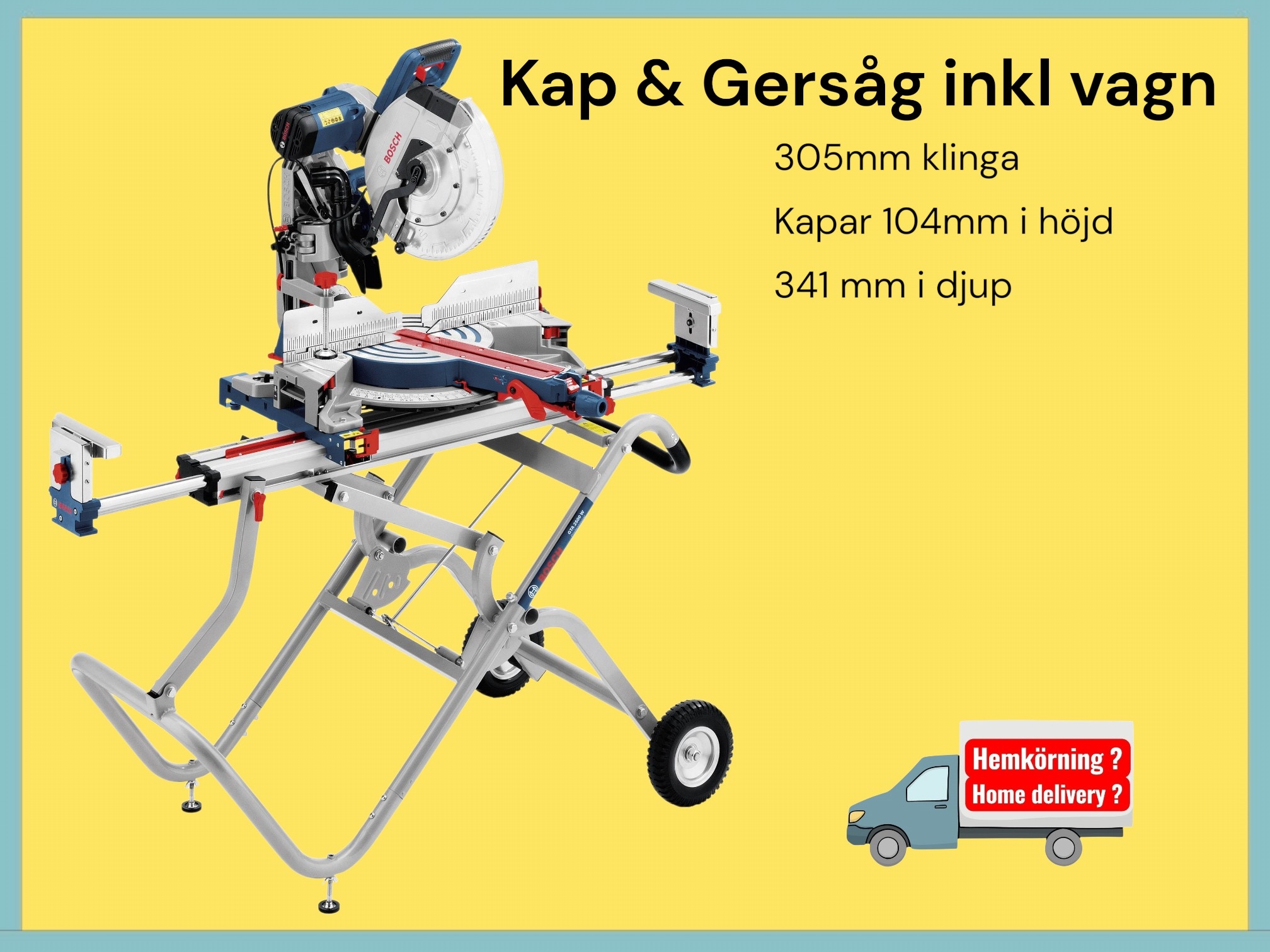 Kap & gersåg 305 mm med ihopfällbar vagn