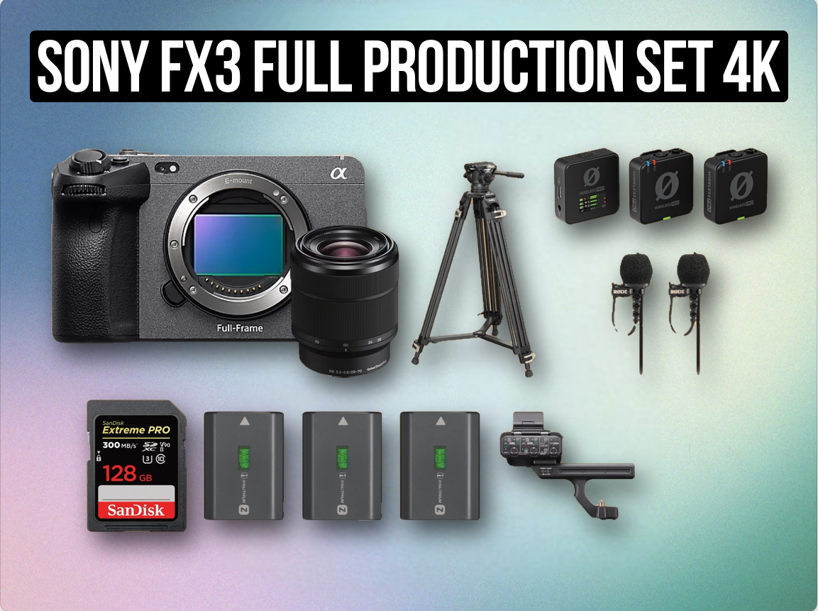 Sony fx3 full production set 4k cinema mirrorless full frame camera fx 3 + 28-70mm zoom lens + smallrig tripod + rode wireless pro mics microphones + 2x lav lavelier 