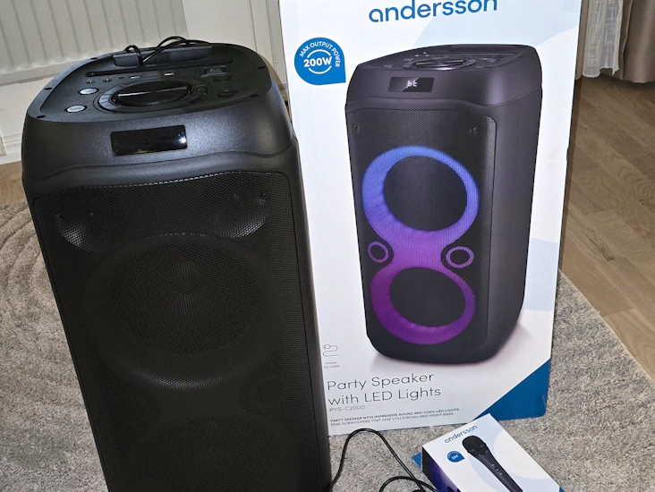 Partyhögtalare med tungt ljud & festlig led-belysning