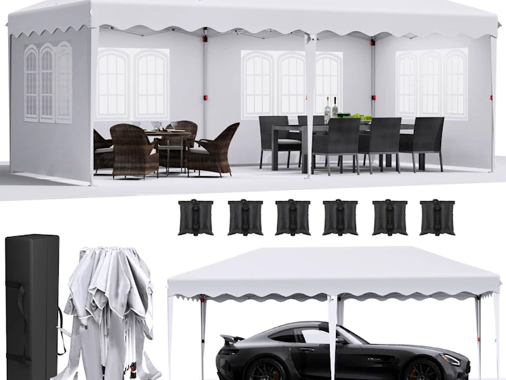 Partytält 3x6 m - vitt (popup för smidig installation)