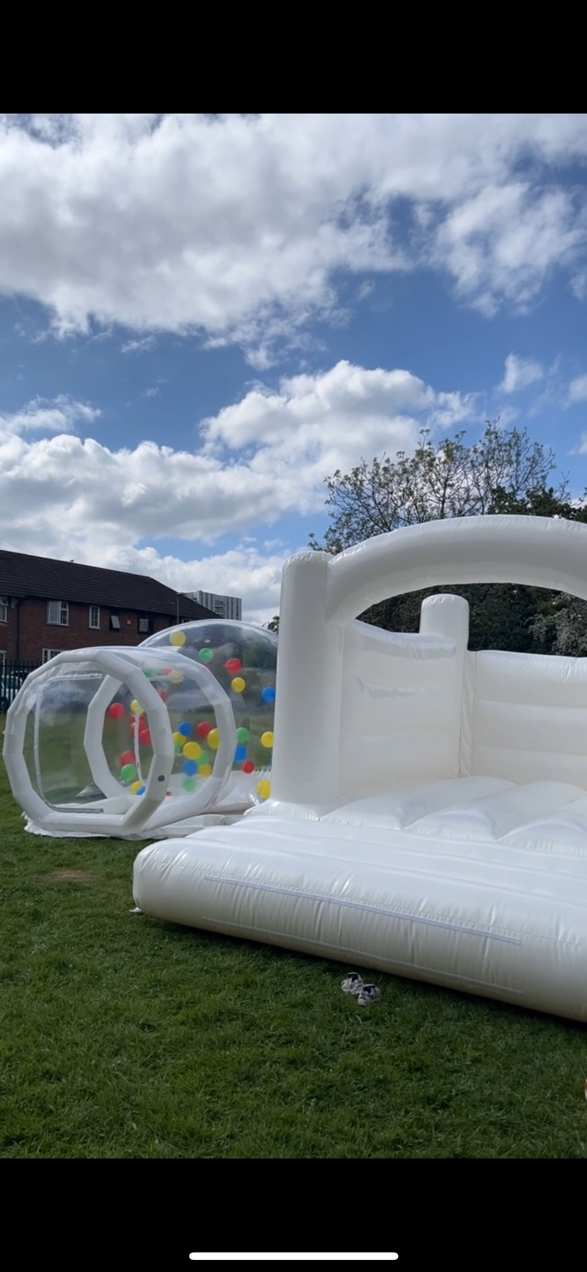 White bouncy castle + balloon house
