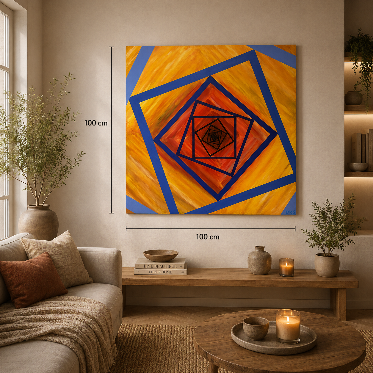 Infinite – originalt abstrakt maleri, 100 × 100 cm