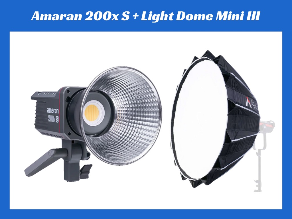 Aputure amaran 200x s led light + light dome mini iii