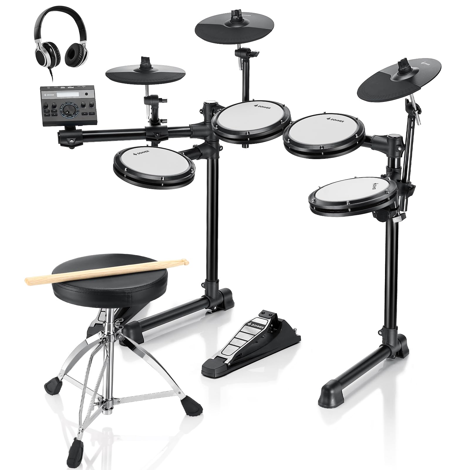 Donner ded-200 full 8-piece electronic drum kit (with, head phones, sticks, mesh