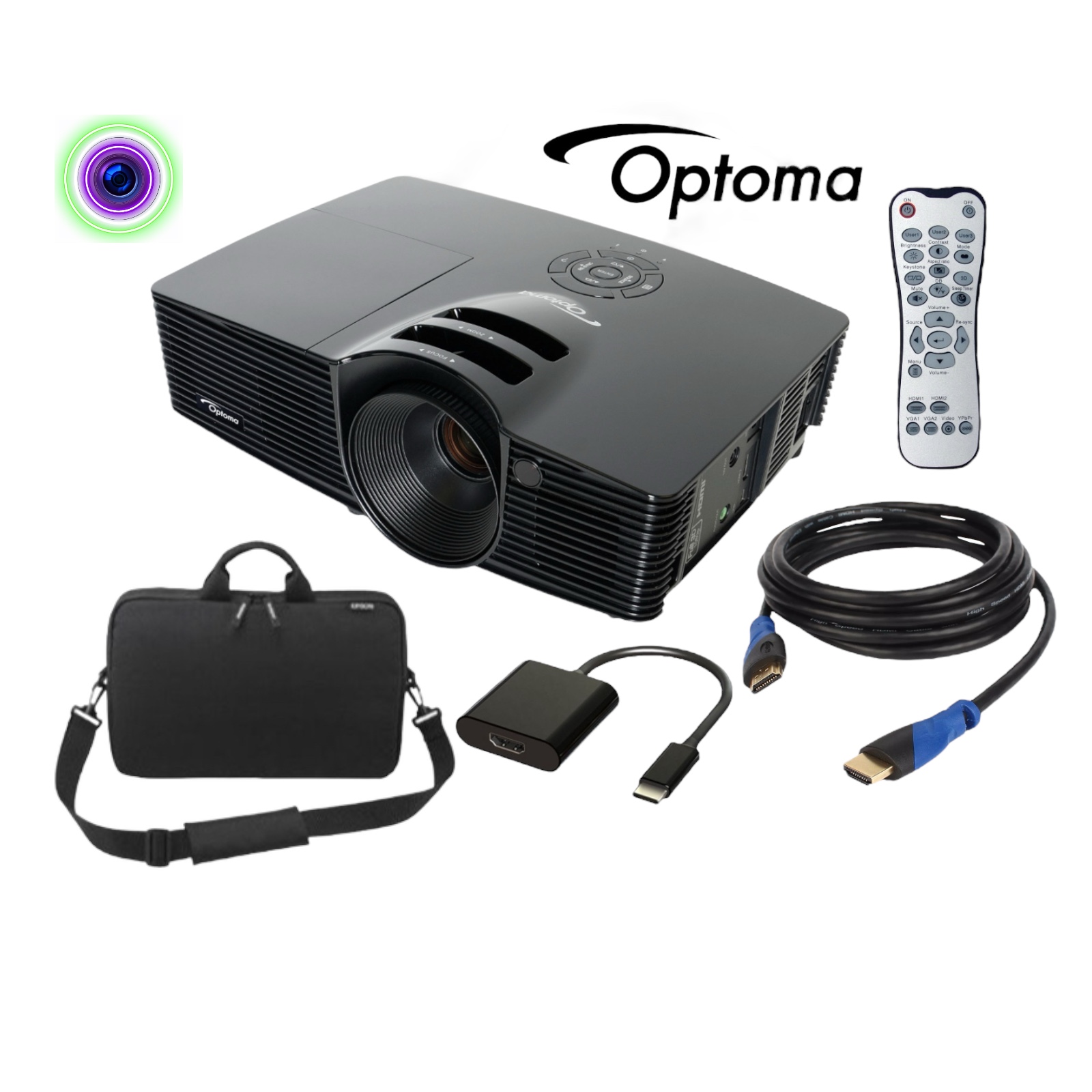Projector optoma full hd 1080p 3,000 lumen  screen hdmi usb c hd141x
