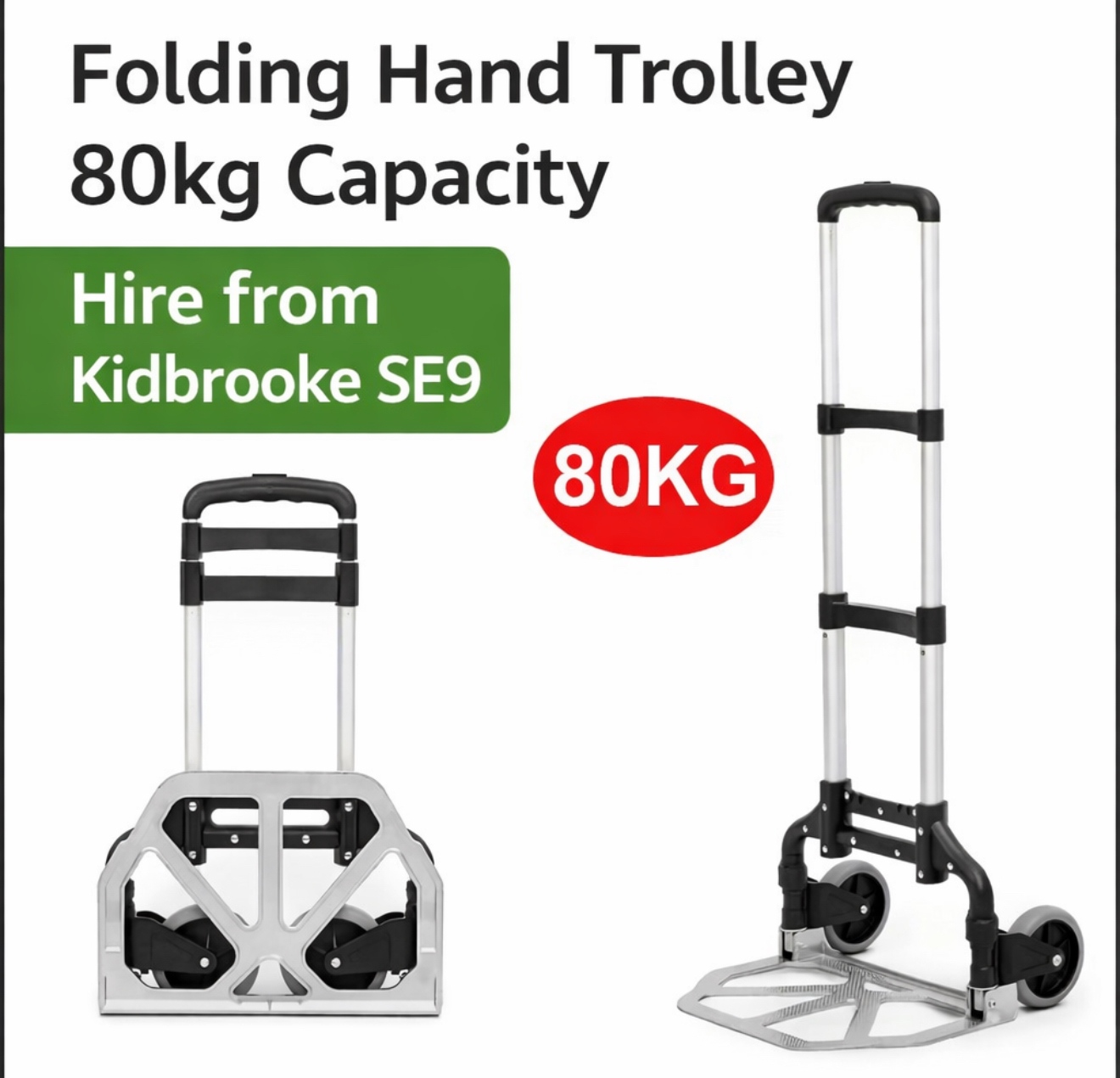 Heavy-duty folding hand trolley for hire