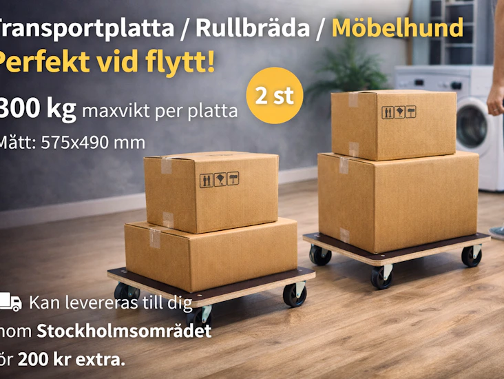 2 st transportplatta / rullbräda / möbelhund – perfekt vid flytt!