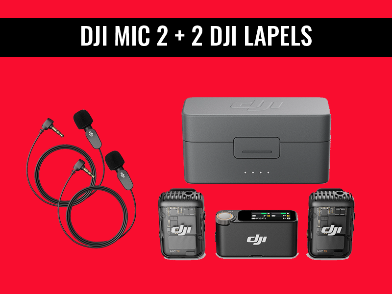 Dji mic 2 combo (2 transmitter + 1 receiver + charging case) + dji lavalier mic x2