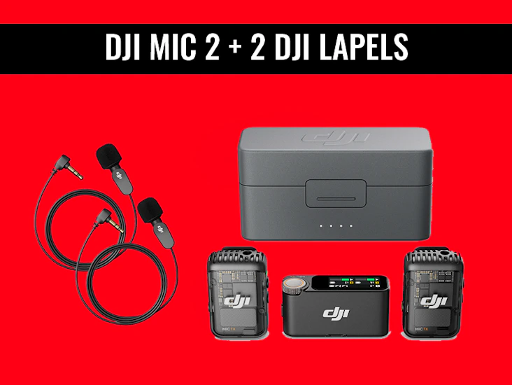 Dji mic 2 combo (2 transmitter + 1 receiver + charging case) + dji lavalier mic x2