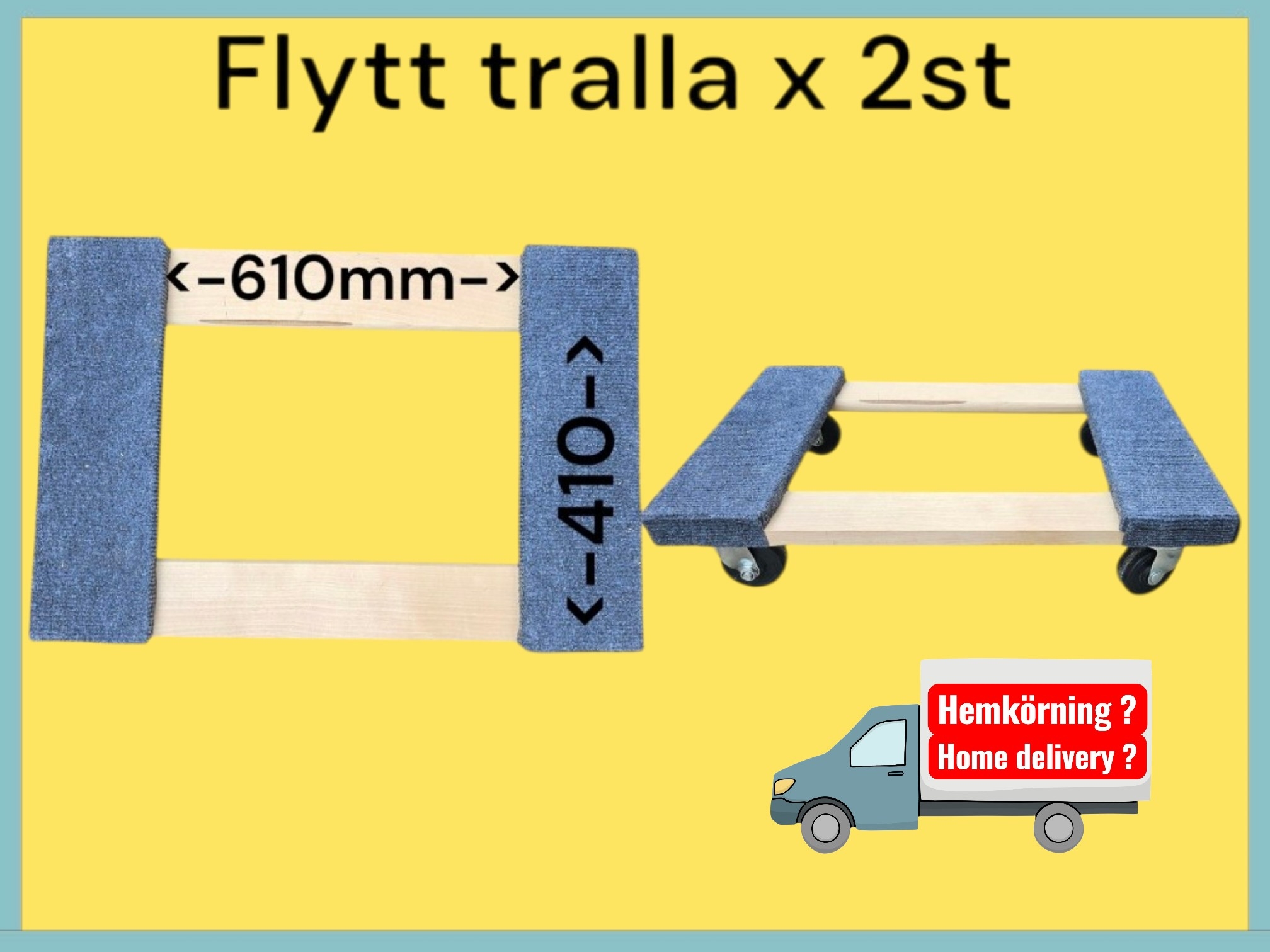 2 flytt trallor 610×410 mm