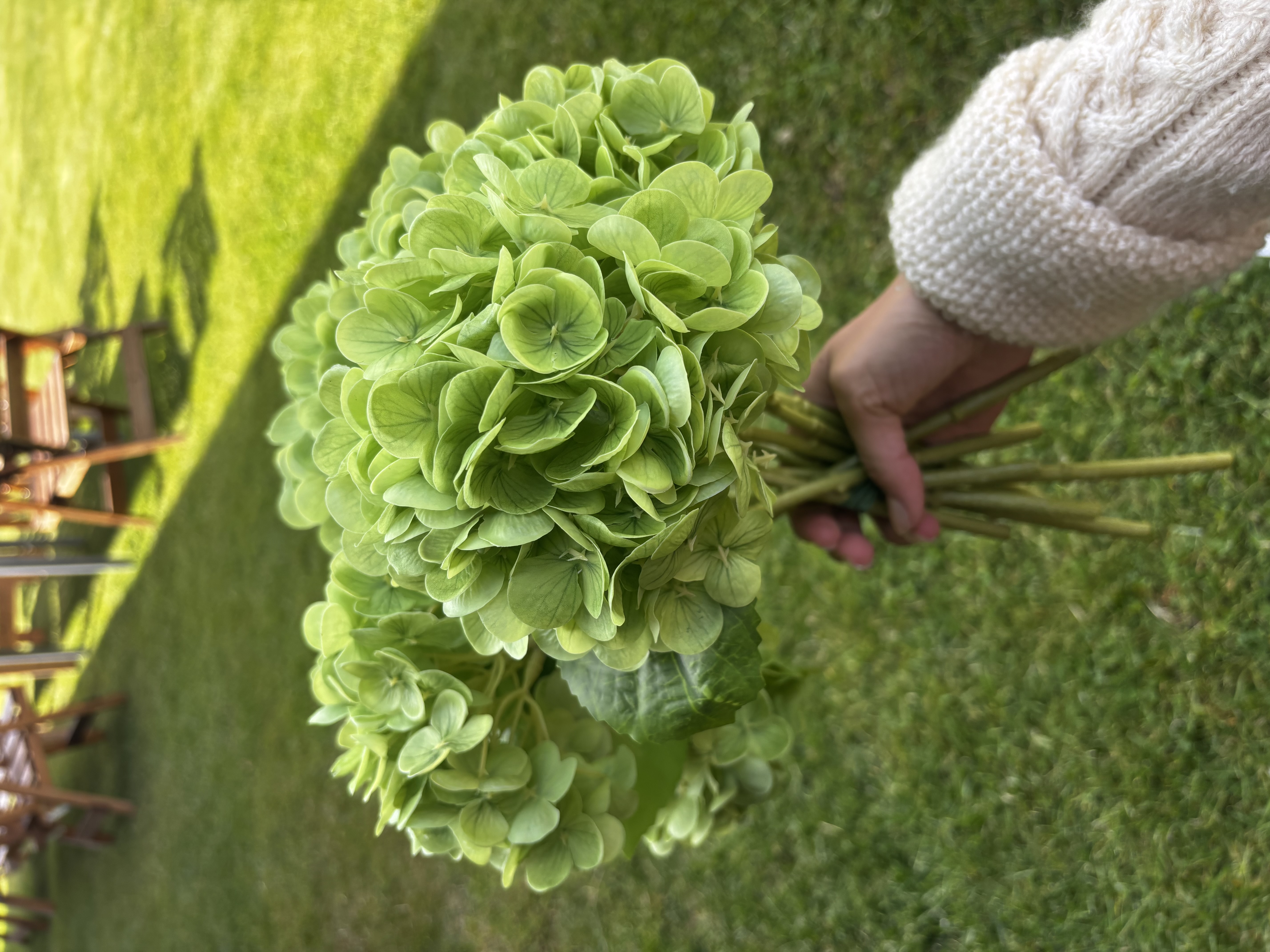 10 st hortensia konstblommor grön