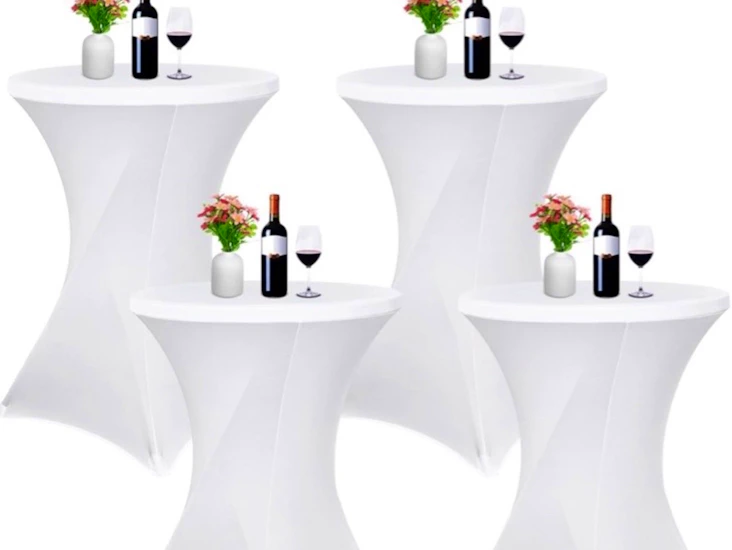 2 st ståbord med vita överdrag