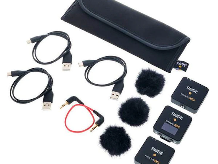 Rode wireless go ii, 2 transmitters, 1 receiver, 1 cavalier microphone, 1 wireless go handheld holder - wireless microphone system with built-in microphones