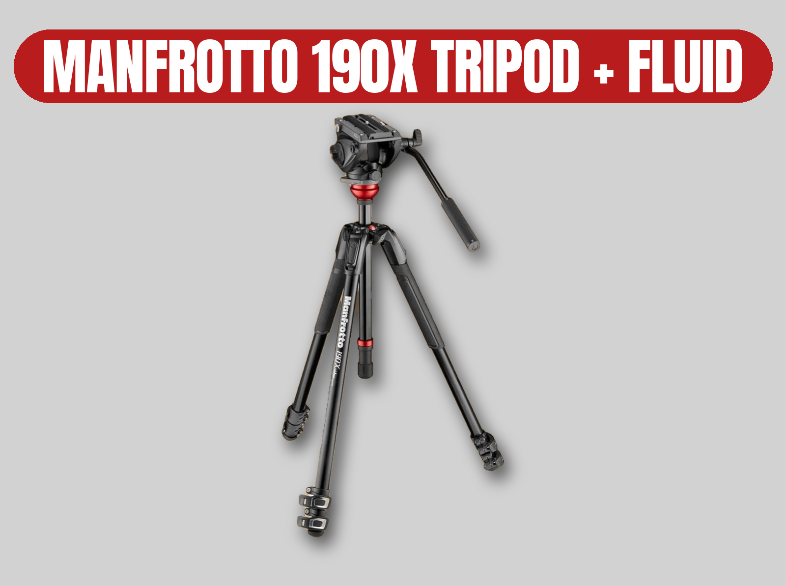 Manfrotto 190x tripod with fluid video head | heavy duty camera stand for cinema, dslr, sony fx3, canon c70 (like sachtler / benro)