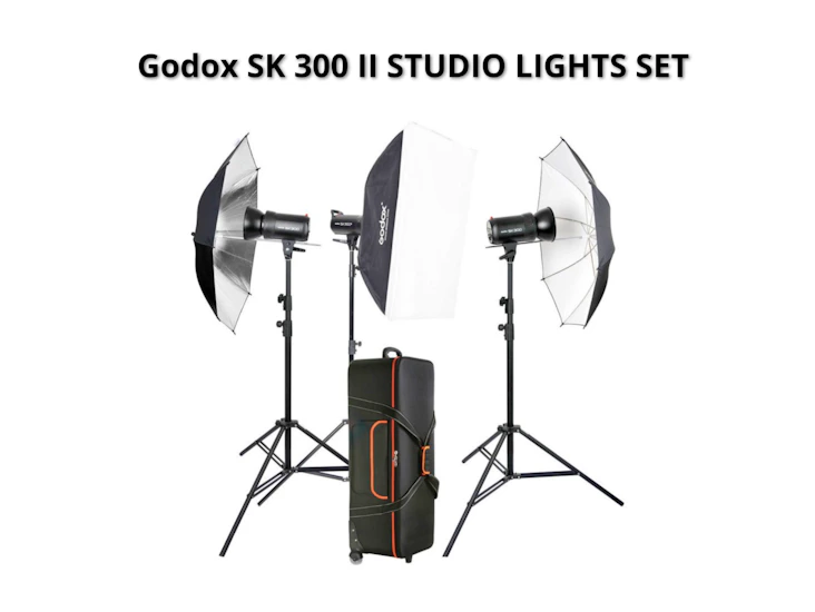 Godox sk300ii studio flash kit with umbrellas x3