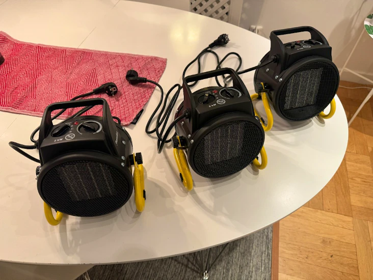 3 st värmefläktar om 2000w vardera