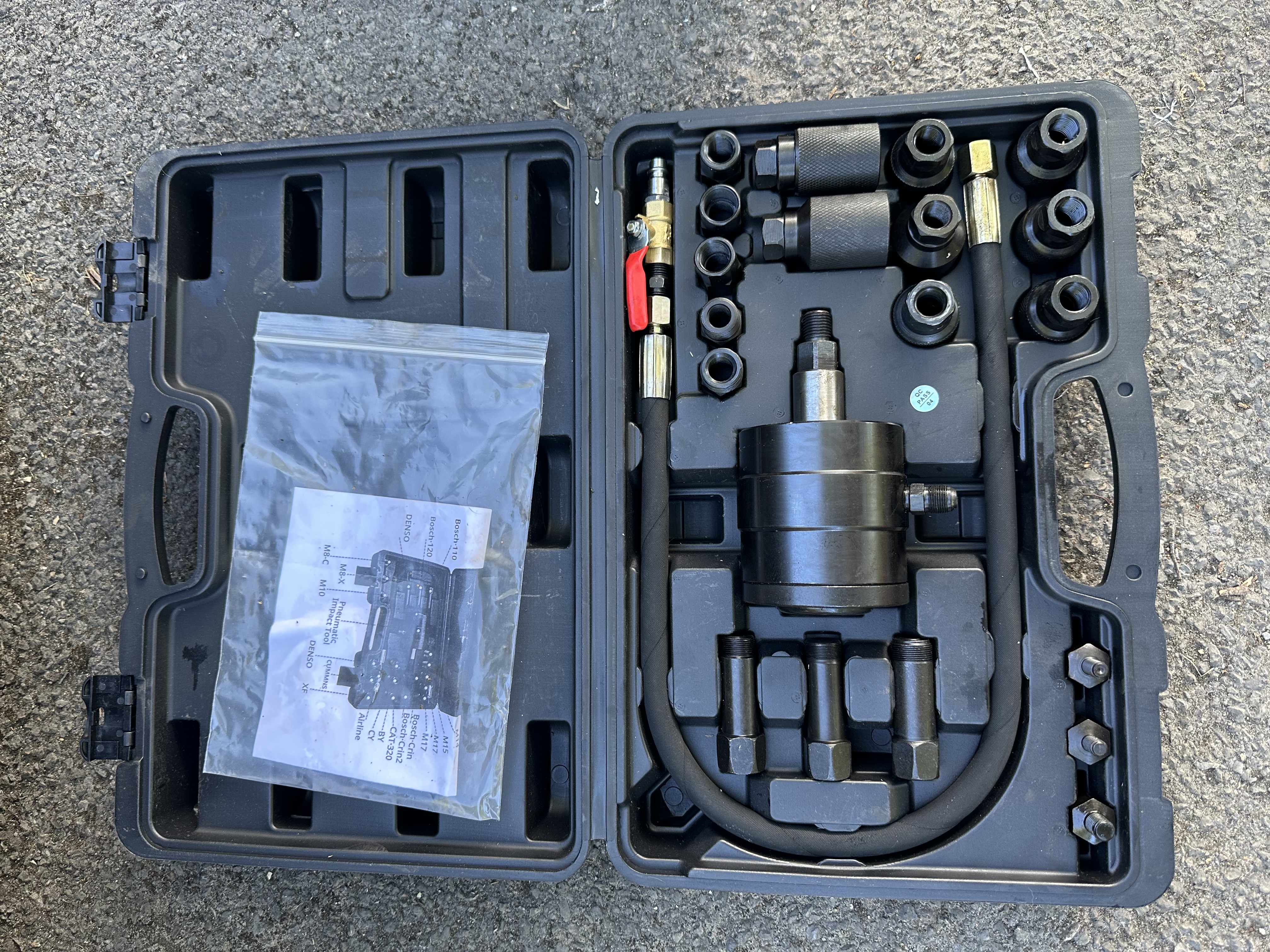 Pneumatic injector puller kit removal tool 1000 n.m