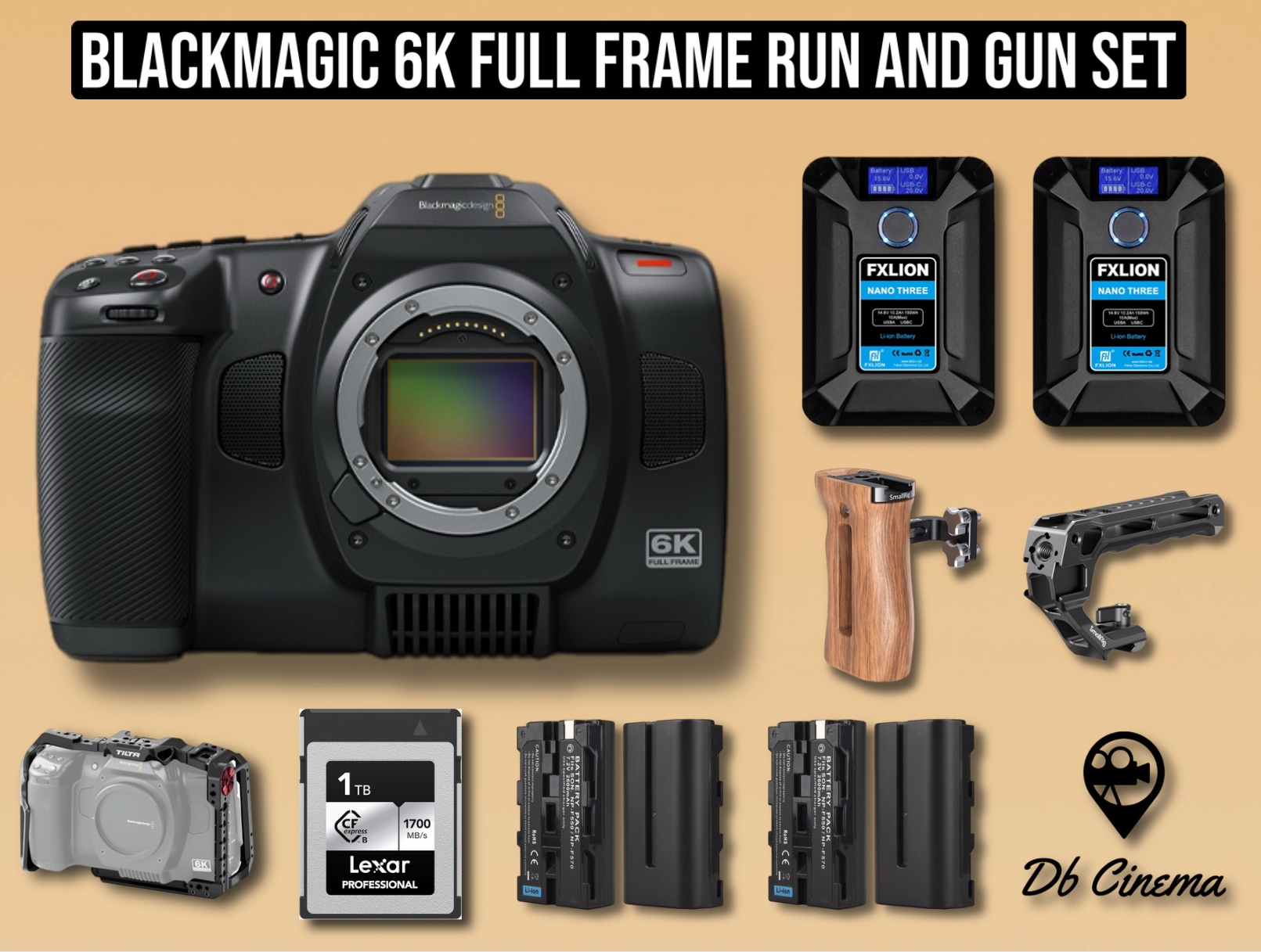 Blackmagic full frame 6k cinema camera bmpcc + v mount run and gun setup 