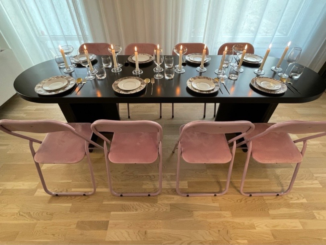 28 st lyxiga klappstolar - rosa sammet voel