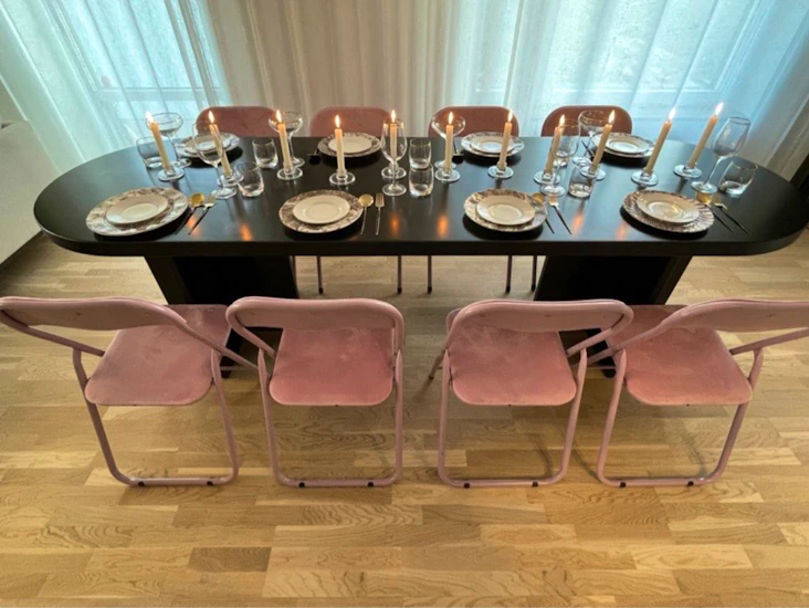 28 st lyxiga klappstolar - rosa sammet voel