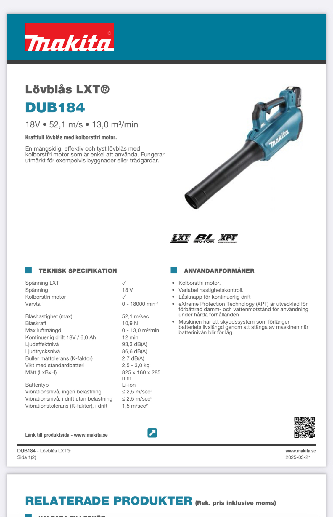 Makita dub184 lövblås