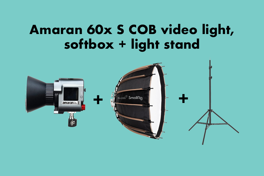 Amaran 60x s cob video light + smallrig  55cm parabolic softbox+ light stand