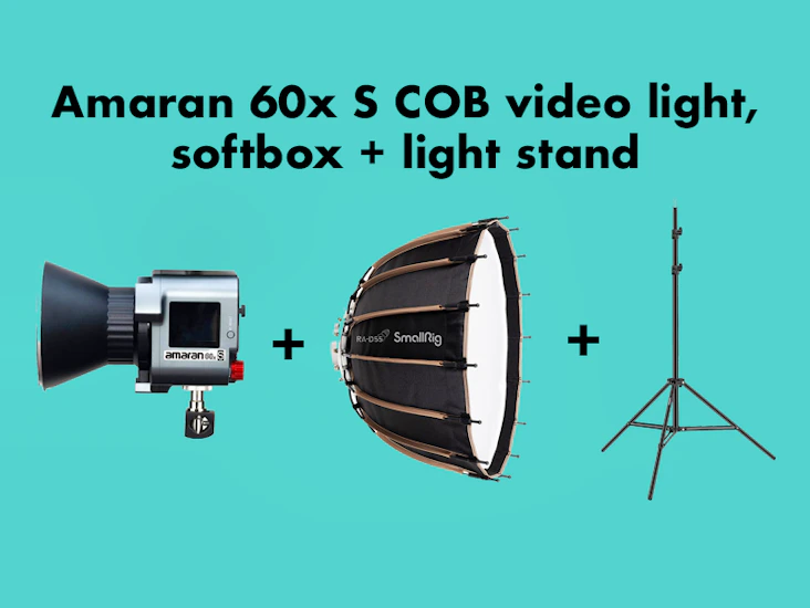 Amaran 60x s cob video light + smallrig 55cm parabolic softbox+ light stand
