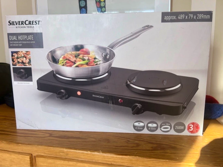 Portabel dubbel kokplatta