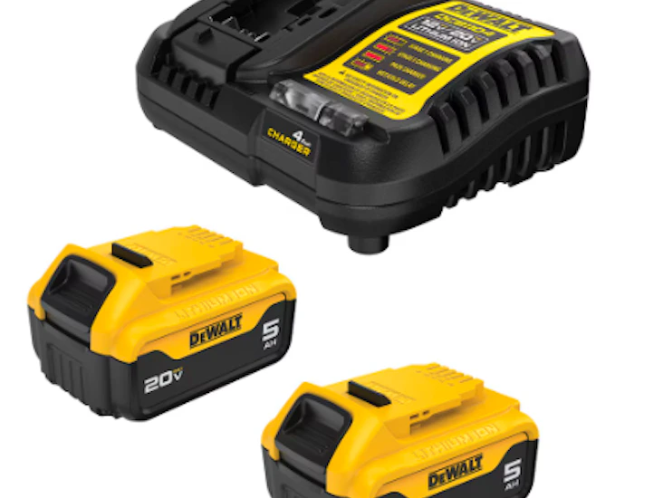 2× dewalt 20v max 5ah batteries + 1× charger (dcb205 & dcb115)