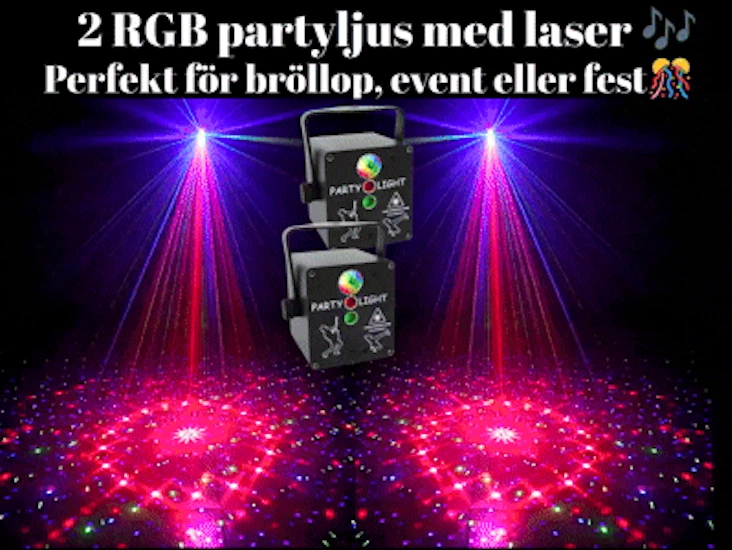 🎉 2 stk partyljus/ disco-/dj-laserljus/partyljus/festljus med fjärrkontroll – maxad ljusshow i grymt format 🔥