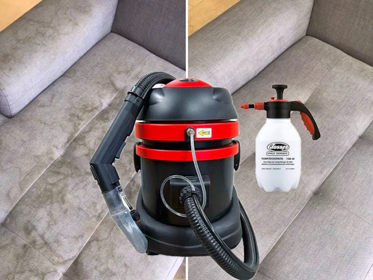 Högkvalitets textilvårdsmaskin + 1,5liter rengörningsmedel ingår