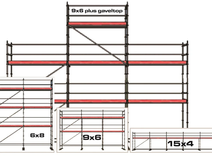 Byggställning 9x6m med gaveltopp