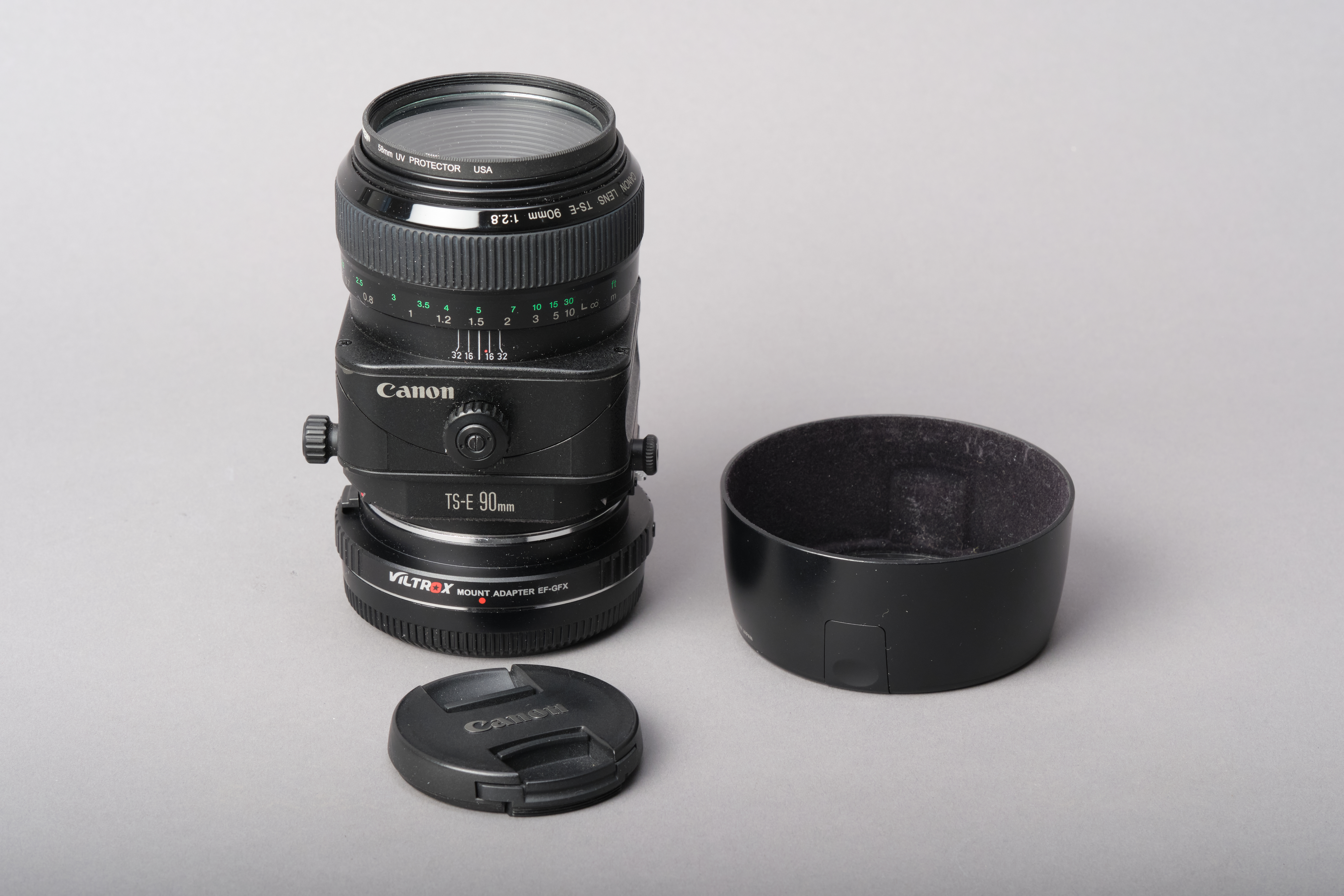 Canon ts-e 90mm f/2.8 tilt shift lens and vilrox ef-gfx adaptor for fuji gfx