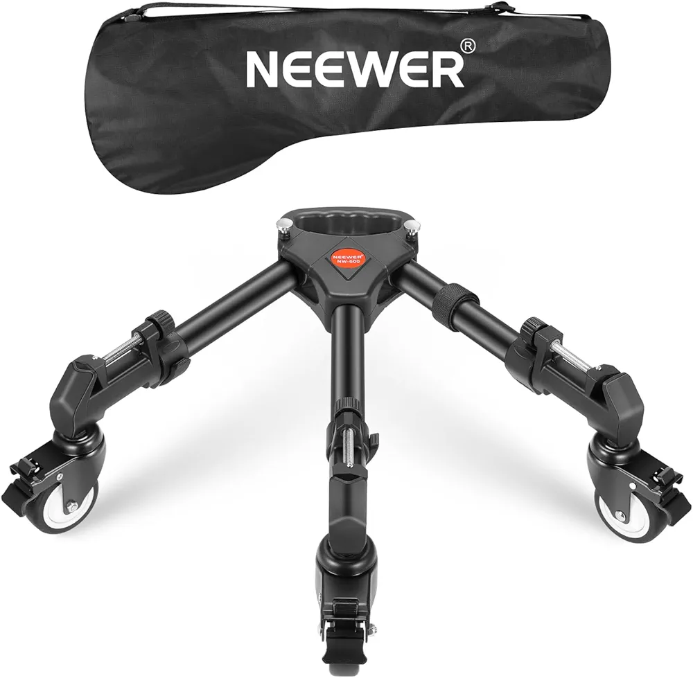 Neewer photography professional heavy duty tripod dolly with rubber wheels and adjustable leg mounts for canon nikon sony dslr cameras camcorder photo video lighting