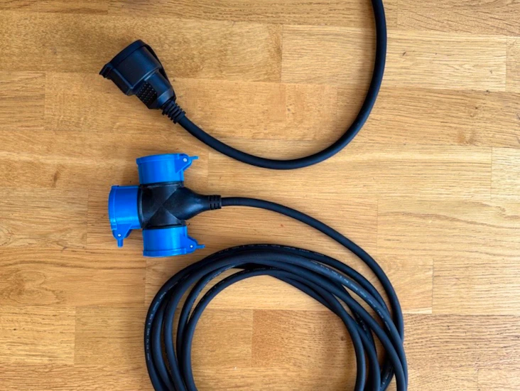 Övergångskabel + grenuttag till ex camping