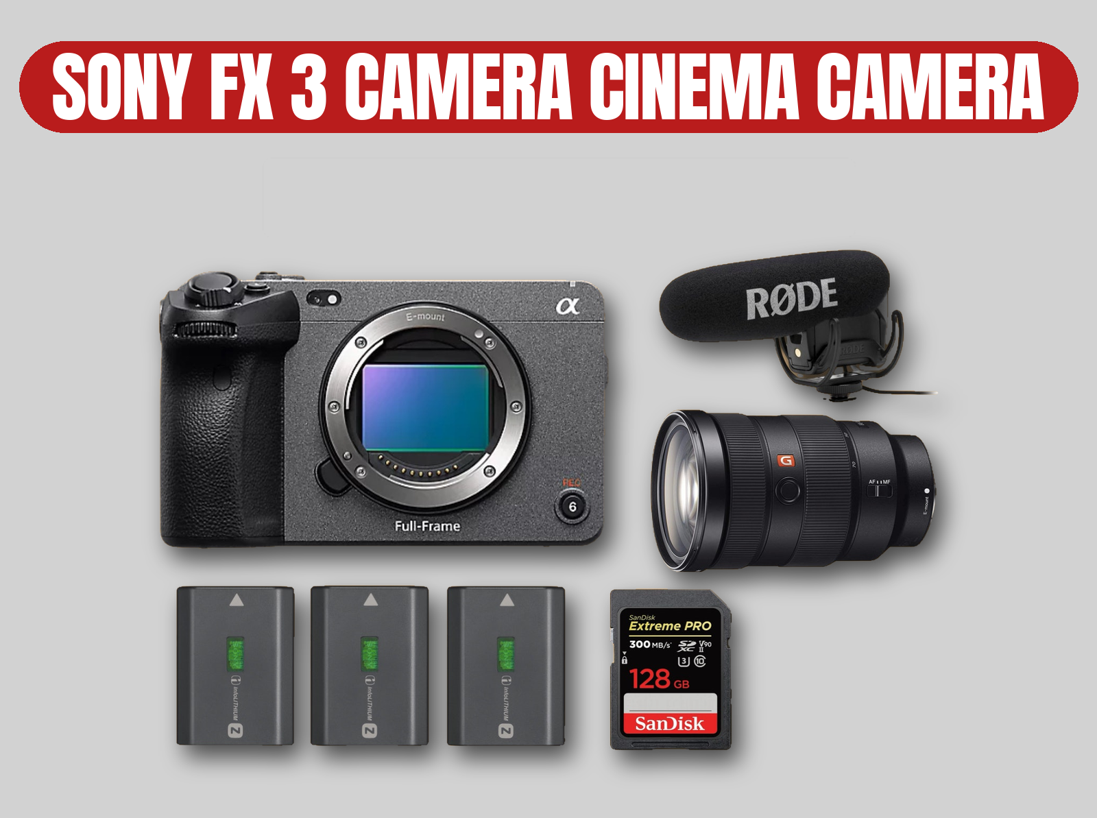 Sony fx3 full-frame cinema camera kit | 24-70mm gm f/2.8 / rode videomic pro+ / 4k / a7s iii sensor