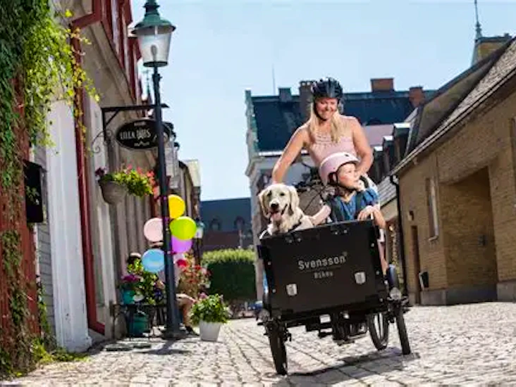 Elektrisk lådcykel – svensson family cargo – perfekt för barn & strand 🚲🌊