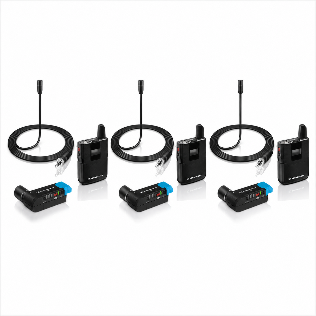 3 x sennheiser avx-me2 lavalier radio mic / lapel mic kits