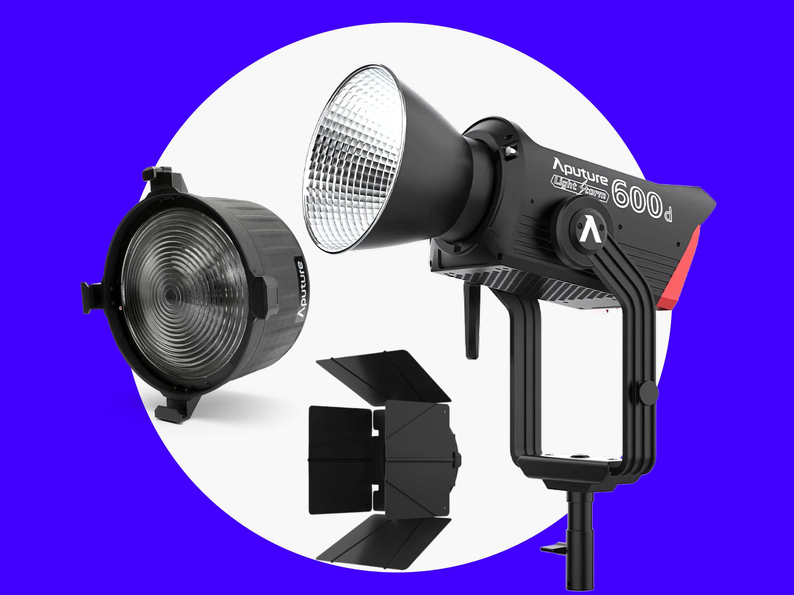Aputure 600d led light + f10 fresnel + combo stand