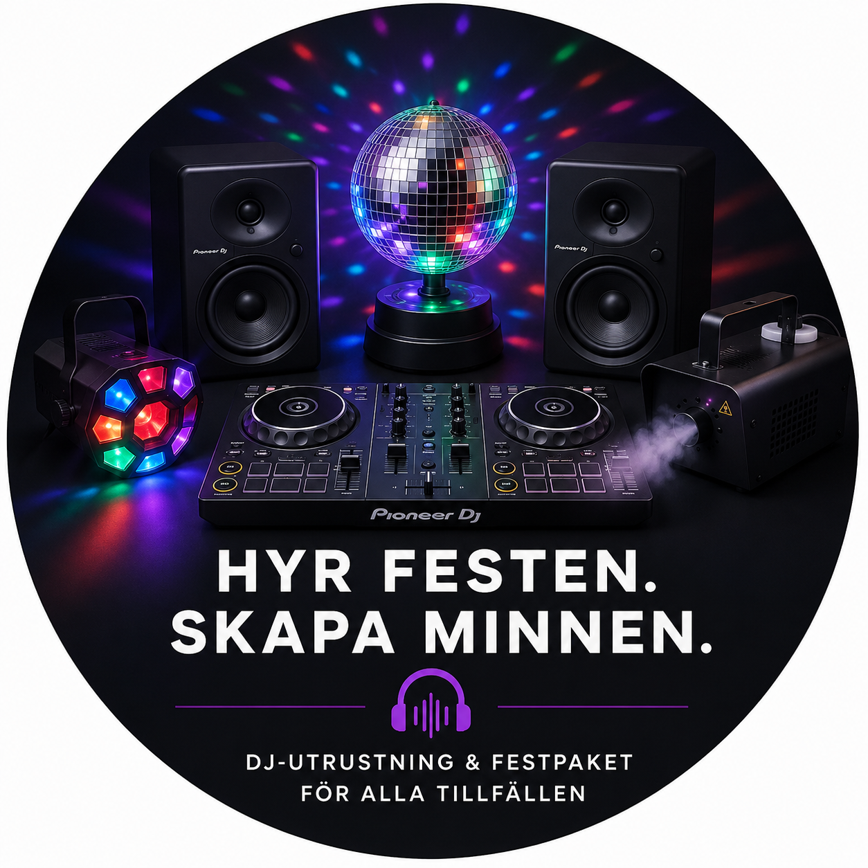 Komplett dj-paket med ljus & rökmaskin – perfekt för hemmafest och mindre event