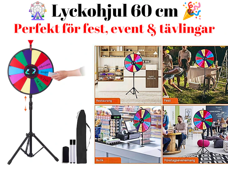 🎡 lyckohjul 60 cm – perfekt för fest, event & tävlingar! 🎉
