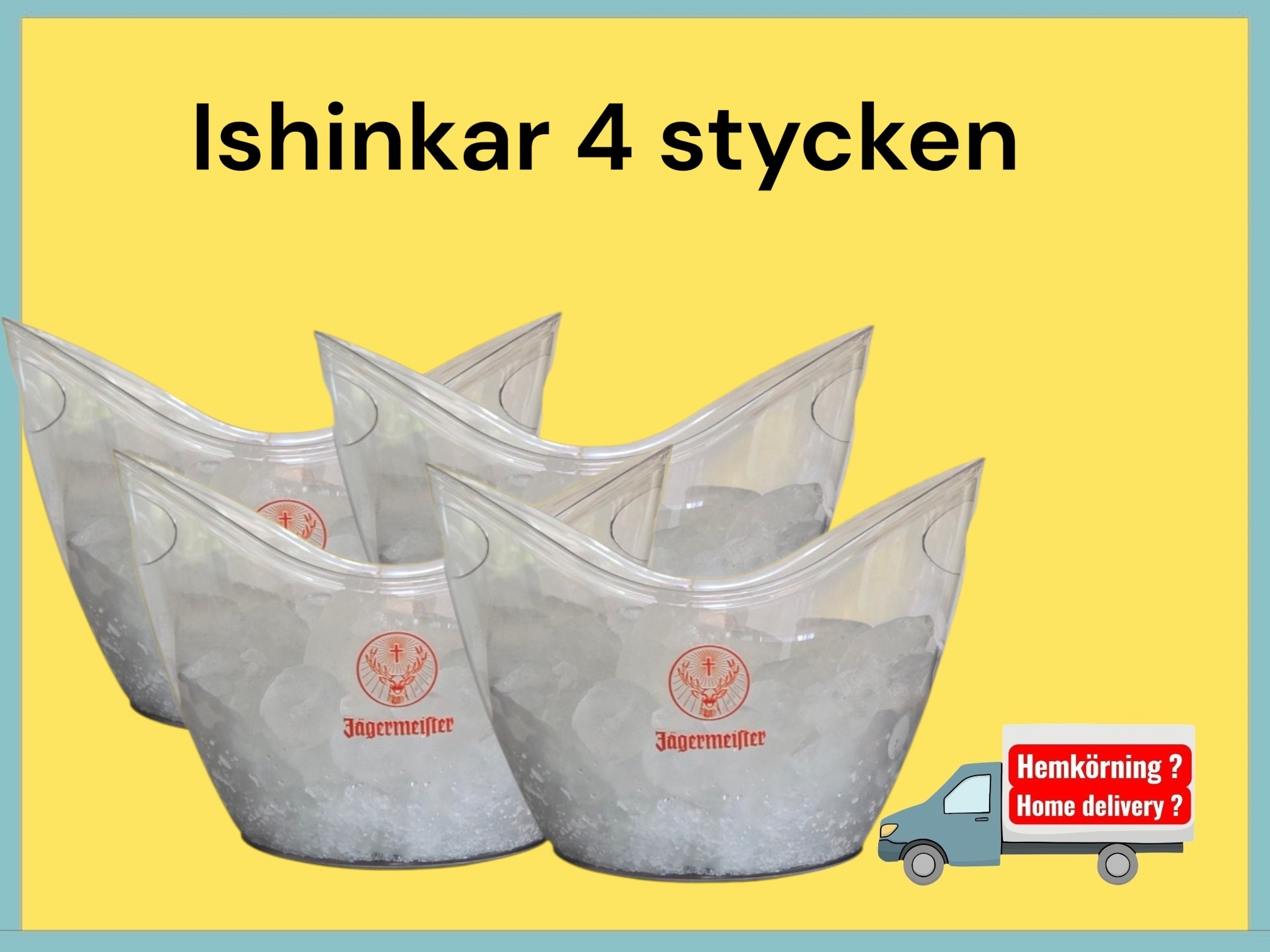 Ishinkar 4 stycken i klar akryl med jägermeister logo 