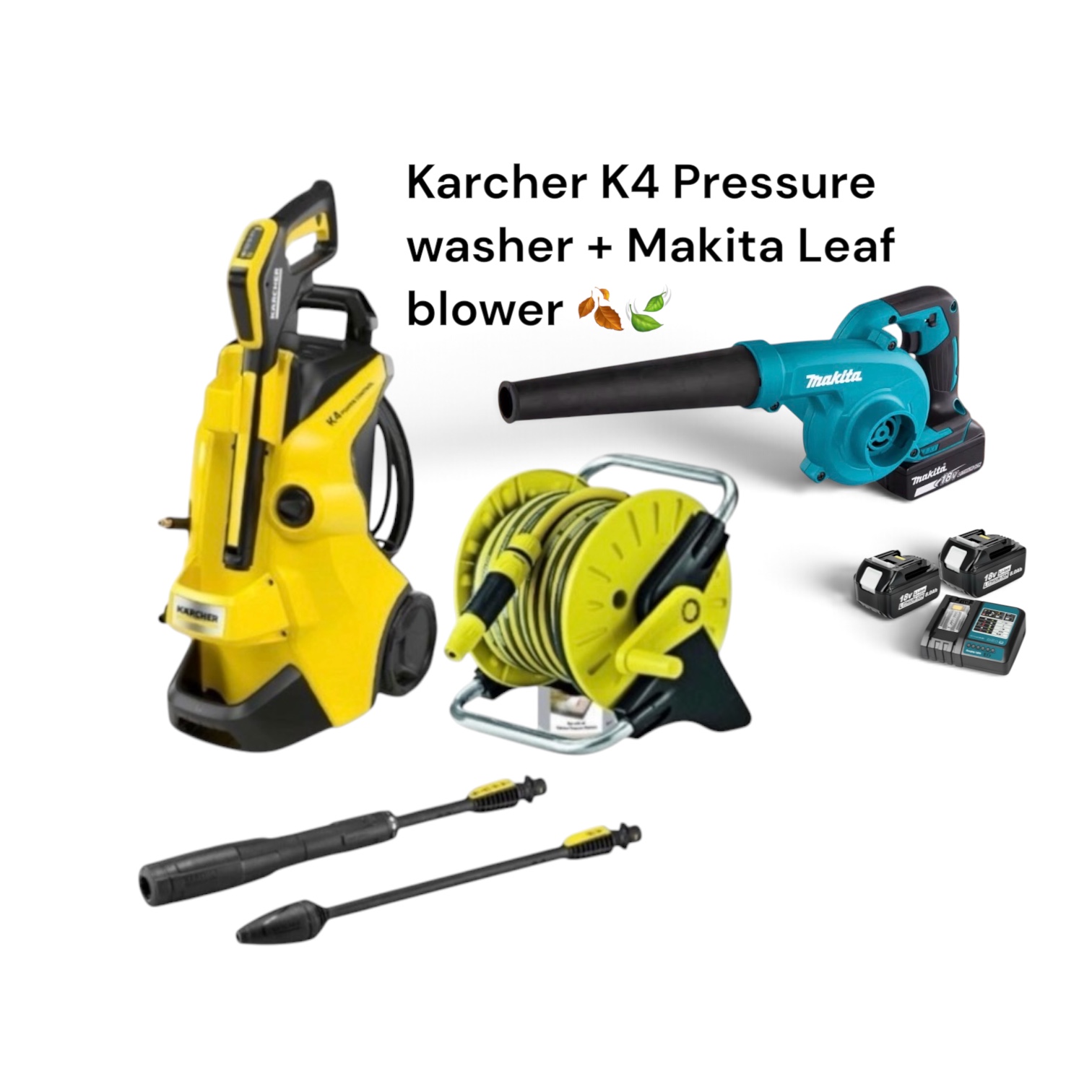 Karcher k4 pressure washer + cordless leaf blower - hose garden home jet wash