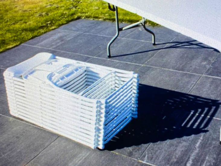 Bordspaket för 60 pers inkl stolsöverdrag avlånga bord fällbara bord